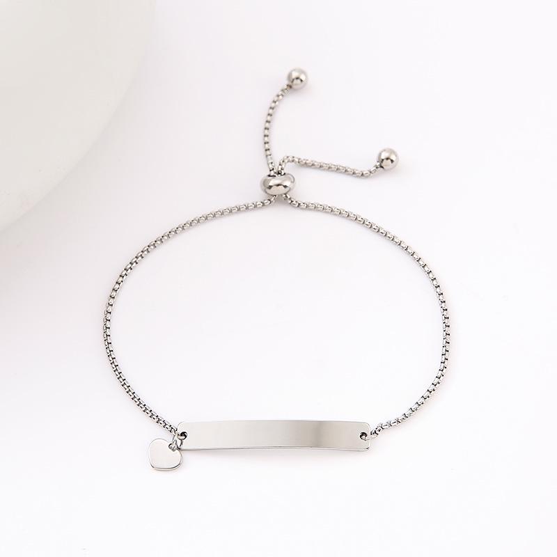 Adjustable Stainless Steel Bracelet with Laser Engraved Butterfly and Curved Plate