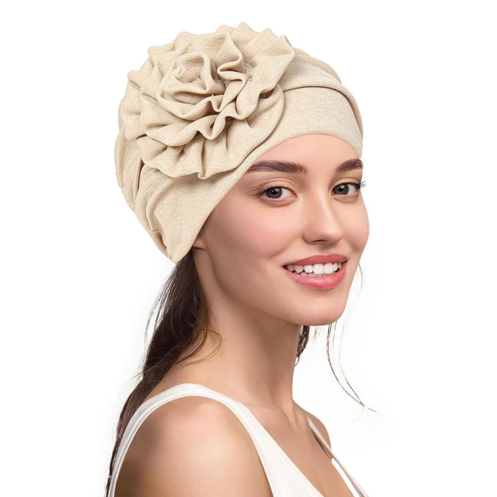 Seitenblumen-Design Damen-Kopftuch Weiches, dehnbares Chemo-Kopfbedeckung Gemütliche Turbanmütze Tägliches Tragen