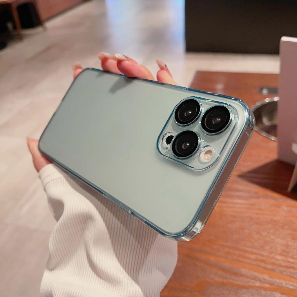 For IPhone 16 Promax Phone Case Frosted for Apple 14 No Step Tempered Glass 13 with Lens Film 15