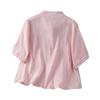 Women's Retro Loose Fit Linen Cotton Blouse With Buttons And Embroidery