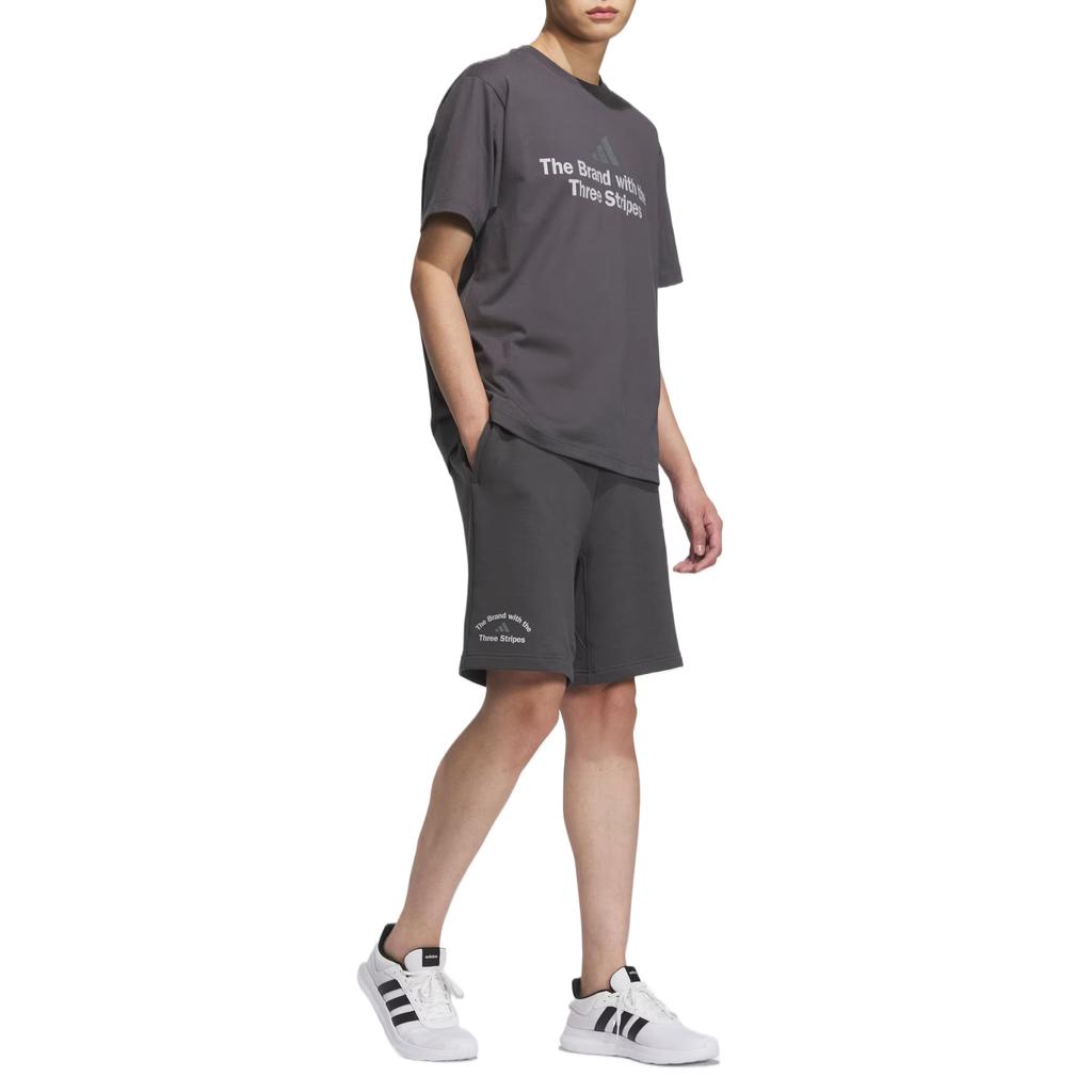 Adidas Gfx Round Neck Letter Loose Short Sleeve T-Shirt Men Tops Solid-Gray KF0122