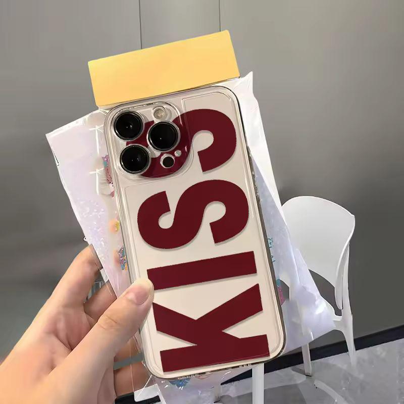 The Letter Kiss Phone Cases For iPhone 17 Pro Max 16 Pro 15 14 13 12 11 14 Plus 17 Air 16E Transparent Silicone Cover