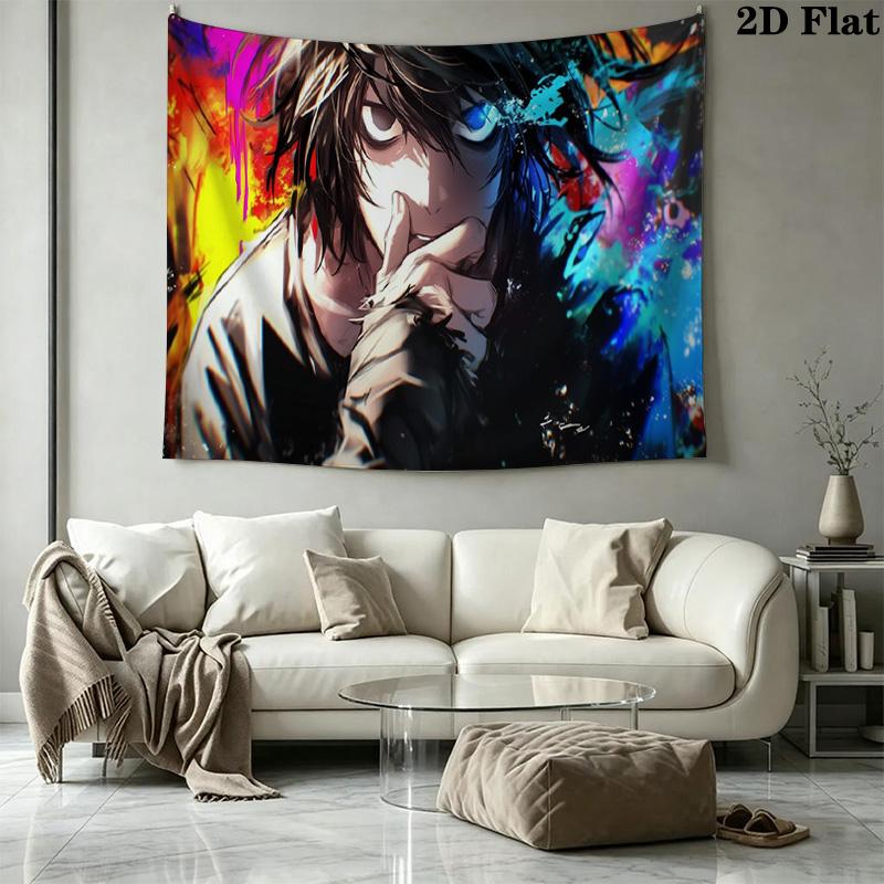 Death Note Anime Wall Tapestry Aesthetic Wall Hanging Printed Fabric Blanket Decorative Tapestries for Bedroom Living Room Home Decor