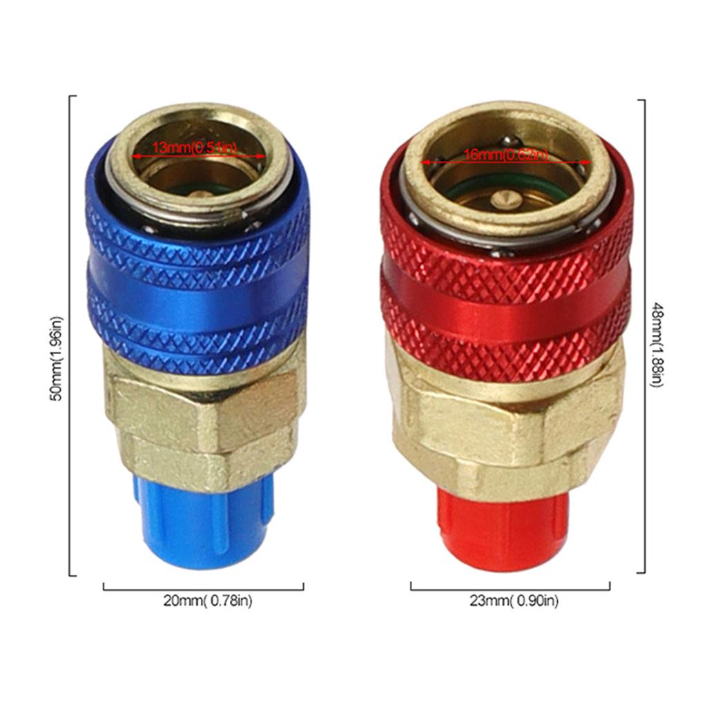 Durable R134A Straight Quick Coupler Precisions Valves Core R134A Adapter Red Blue Connectors Good Sealing Performances