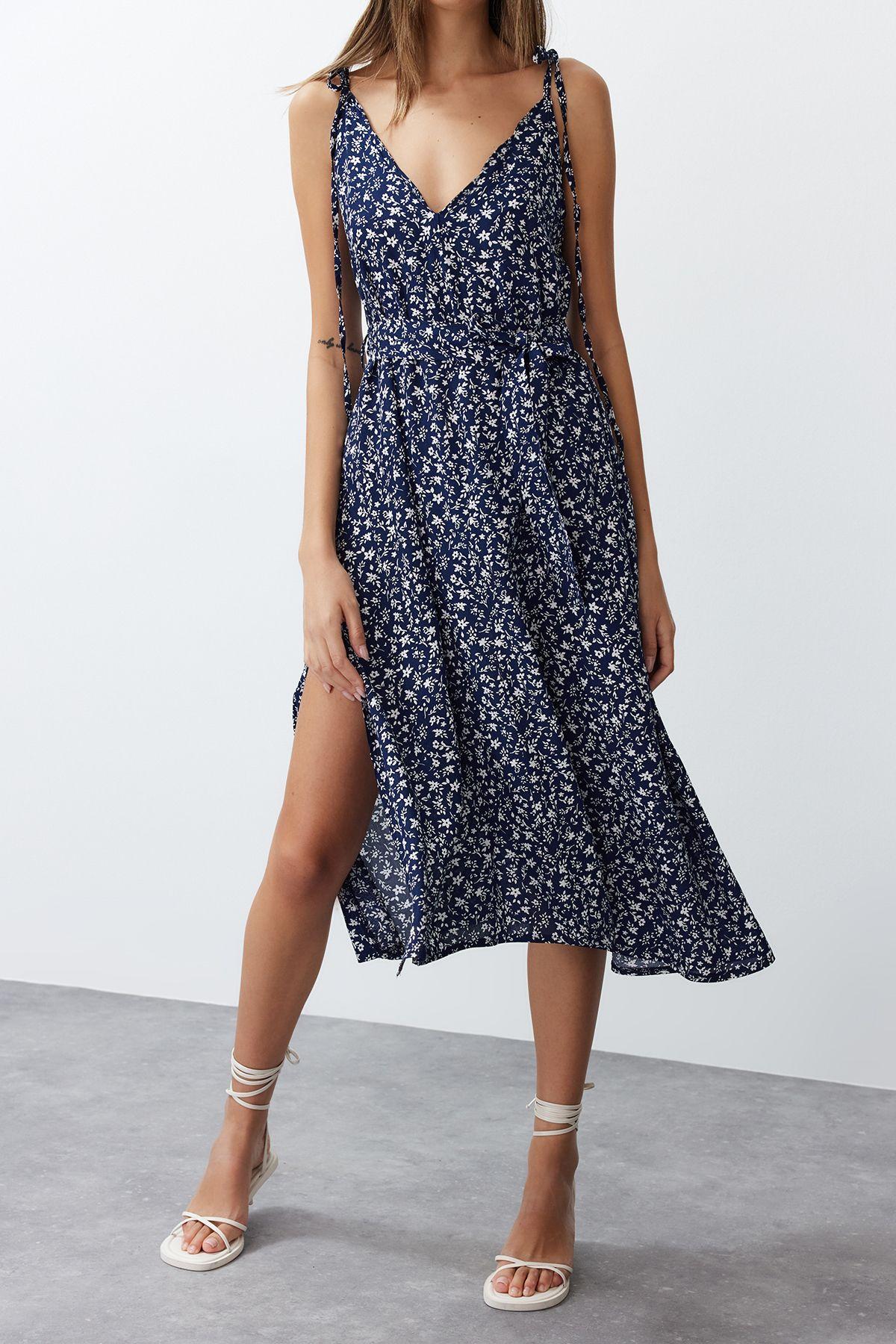 

Женское модное разноцветное тканое платье на бретелях