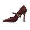 First encounter with leopard print royal sister brown high heels 2025 autumn new Hong Kong style single shoes with coat Mary