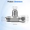 2Pcs 6602-06-06-06 Run Tees Swivel Hose Fittings 3/8inch JIC (9/16"-18 thread) Male x 3/8inch JIC Female Stainless Steel Hydraulic T Adapter Fitting