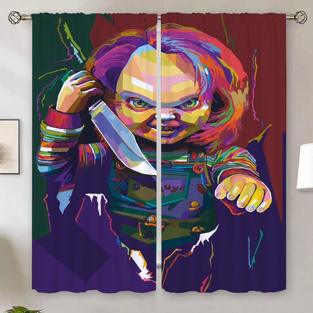 Hororový film Chucky Závěs do obývacího pokoje pro Quarto Kuchyňské závěsy ke dveřím Hotové závěsy Levný tyl v kuchyni Vánoce