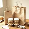 Kraft Paper Double Cup Tote Bag with Pulp Holder for Milk Tea & Coffee