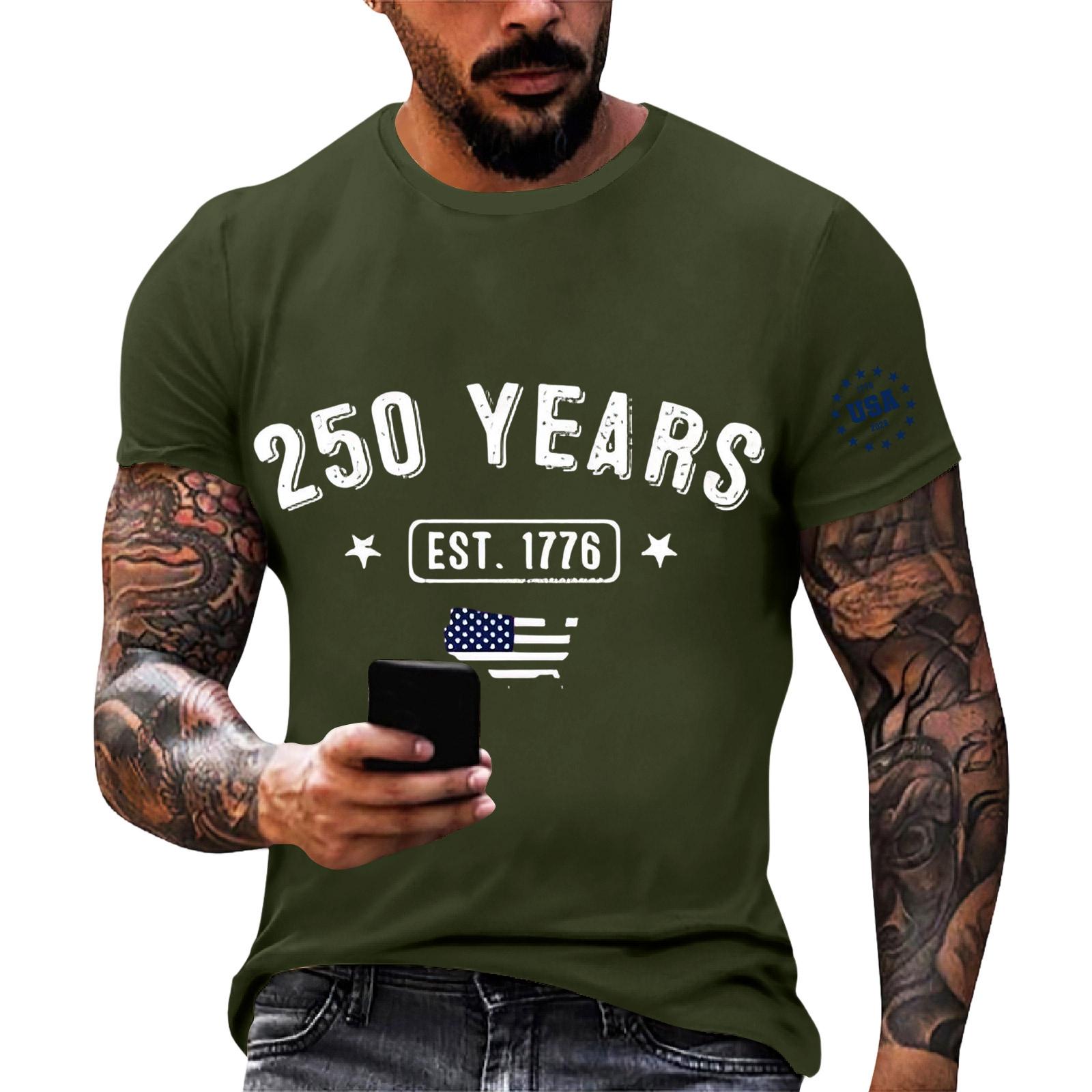

Men s Loose Fit Casual Short Sleeve T Shirt Independence Day Print Summer Crew Neck Top Lightweight Breathable Fabric XXXL