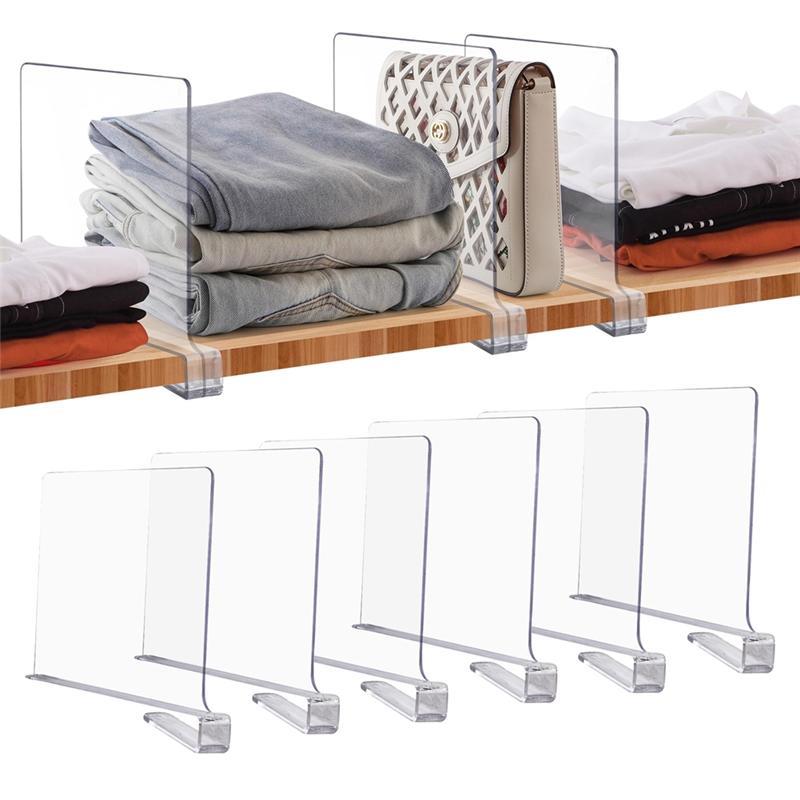 M-Modern-Transparent Shelf Dividers For Closet Organization - Wardrobe Organizer, Cupboard And Bookcase Partition Baffles