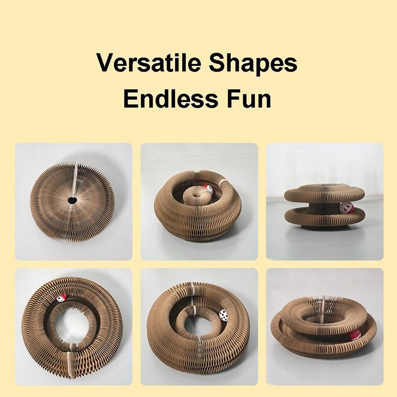 Magisches Katzenkratzorgelbrett, Katzenspielzeug mit Ball, Katzenschleifklaue, Katzenklettergerüst, Kätzchen, rundes, gewelltes Katzenkratzspielzeug