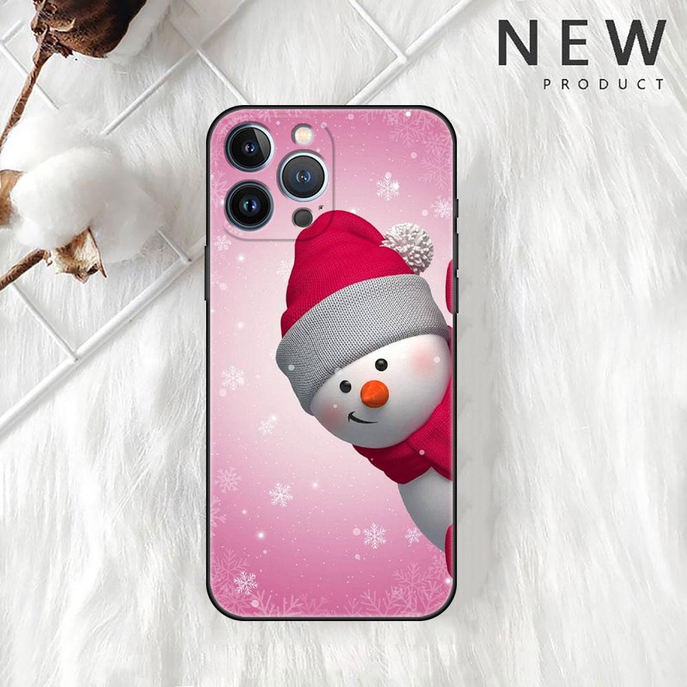 Carcasă de telefon moale cu om de zăpadă de Crăciun pentru iPhone 11 13 Pro Max 12 Mini 7 8 Plus SE 2020 X XS 6 6S 5 5S Funda Silicon spate capac Sac