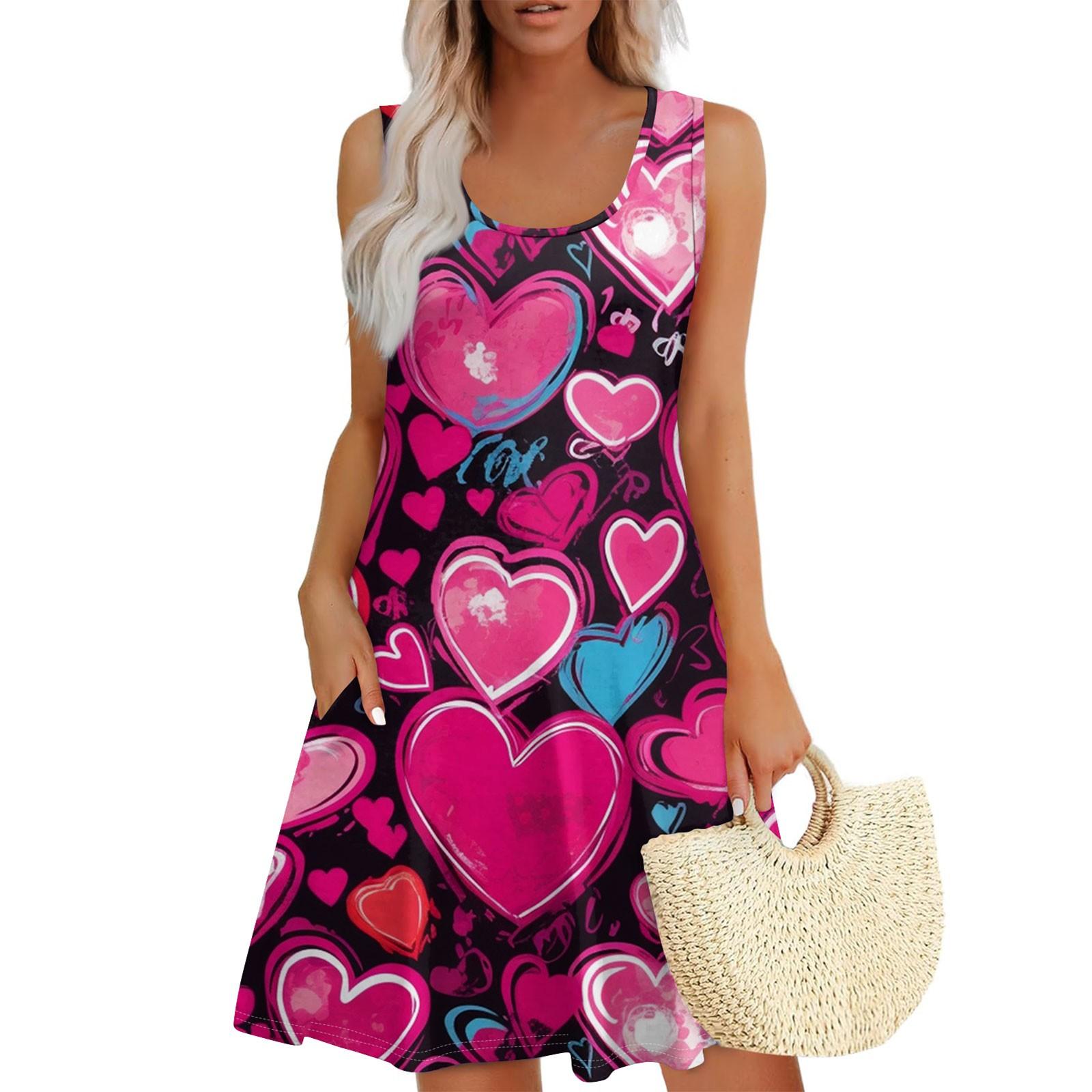 

Women s Casual Dresses Daily Dating Out With Pockets Sleeveless Loose Dresses L горячий розовый