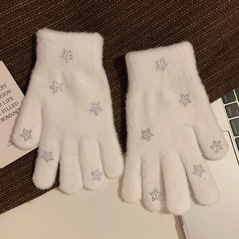 Cute Plush Gloves for Women In Autumn and Winter Thickened Warmth for Students Outdoor Cycling Trend