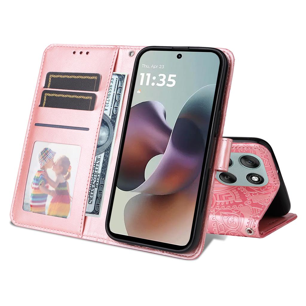 For Motorola Moto G56 5G Etui Solsikkeavtrykk Lær Lommebok Telefondeksel
