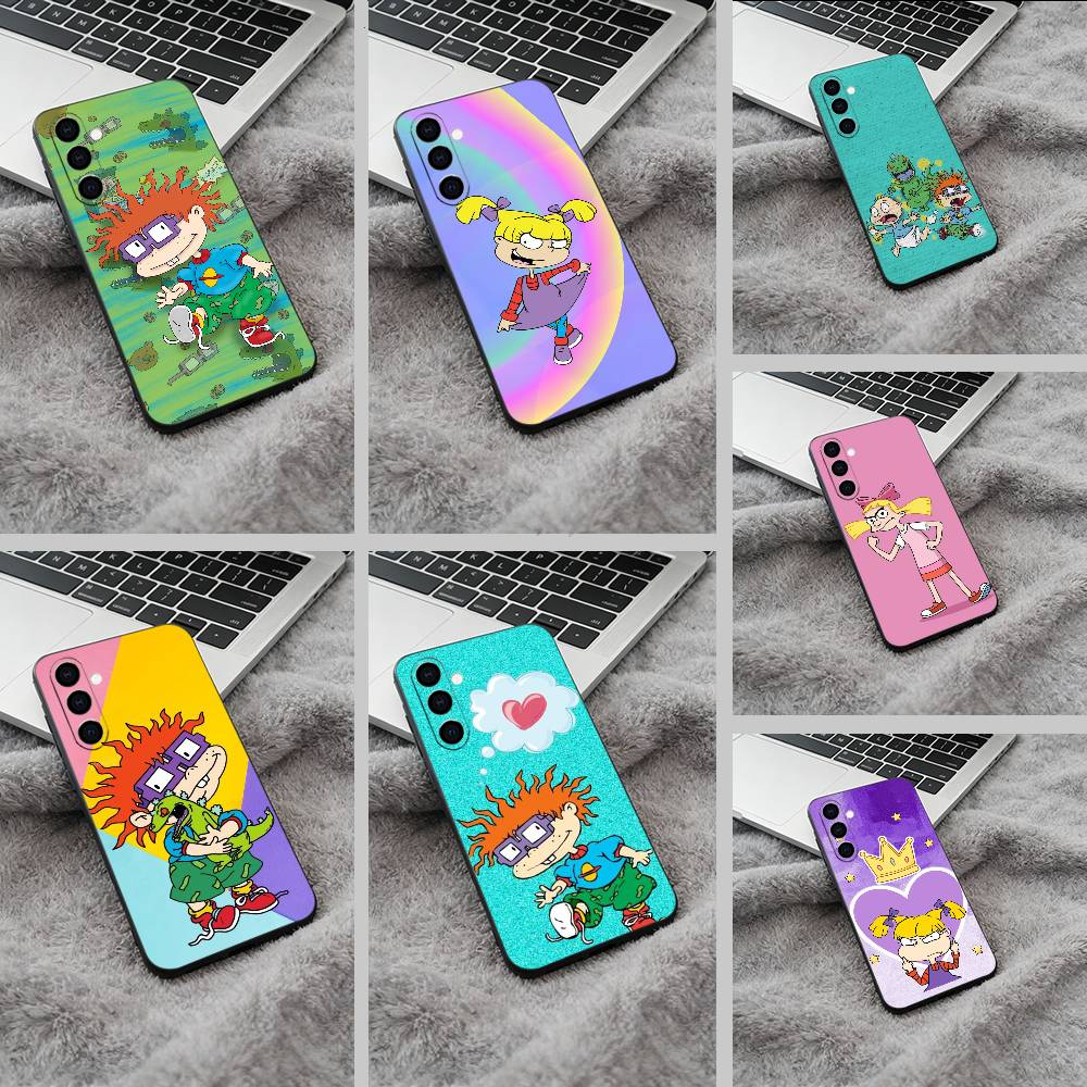 Classic Cartoon Characters-R-Rugrats Soft Silicone phone Case for Samsung Galaxy A73/A71/A72/A70/A53/A52/A51 - Black