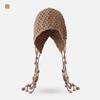 Autumn And Winter Warm Wool Hat Hand-Woven Hollow Bag Hat Women'S Ethnic Style Fringed Ear Protector Knitted Hat