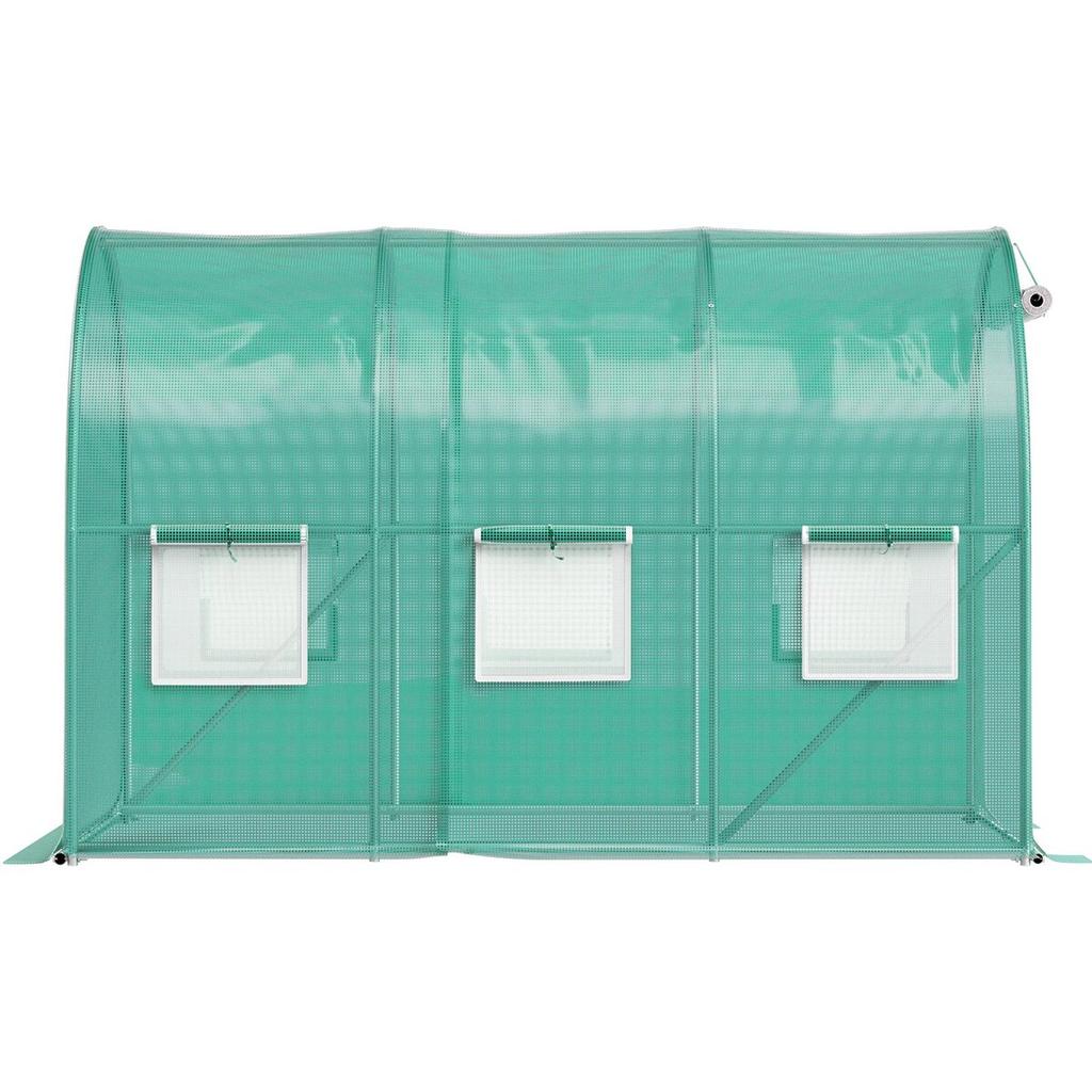 Walk-in Tunnel Greenhouse, 10 x 7 x 7 ft Portable Plant Hot House w/ Galvanized Steel Hoops, 1 Top Beam, Diagonal Poles, Zippered Door & 6 Roll-up