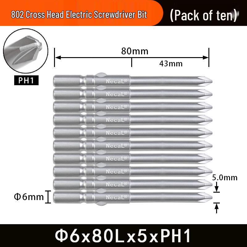 Nigao 802 Magnetic S2 Steel Electric Screwdriver Bit, 6mm, 60/80mm Length