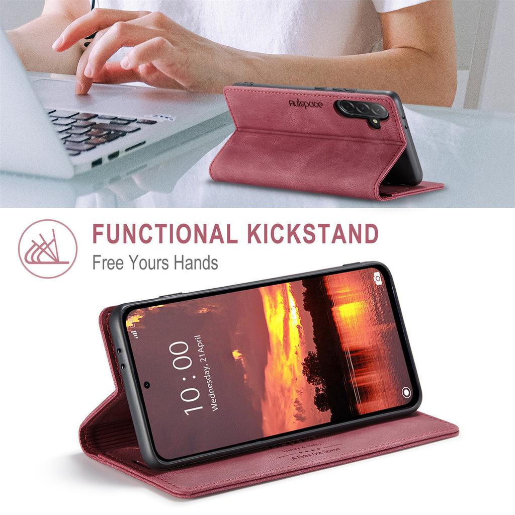 Premium Vintage Leather Wallet Case for Samsung Galaxy A36 - RFID Protection Flip Cover with Card Slots, Shockproof Retro Style (4 Colors)