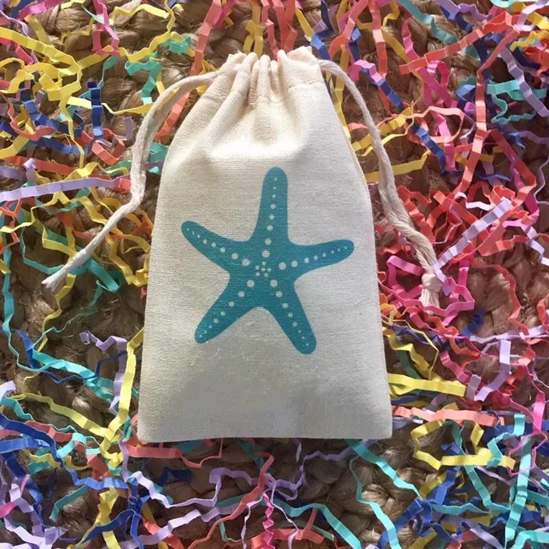 

5 шт. Мешочки для подарков в виде морской звезды Океанский пляж Свадьба в месте назначения День рождения Девичник Украшение Приветственный подарок 13x18cm&5 pieces