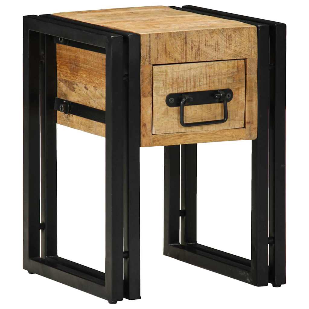 Side Table with Drawers 30 X 30 X 40 Cm Solid Mango Wood