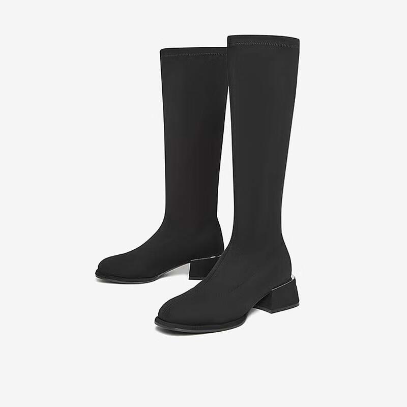 BASTO Women s Chunky Heel Stretch Boots EU 36