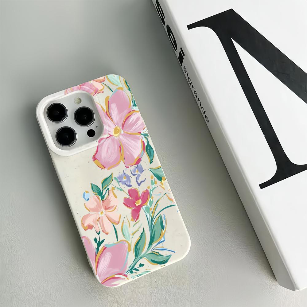 

Pink Flowers Phone Case For IPhone 16 15 Case For IPhone 11 13 12 14 Pro Max XR X Xs Max 7 8 Plus Cover Case Funda Bumber 7PlusOr8Plus