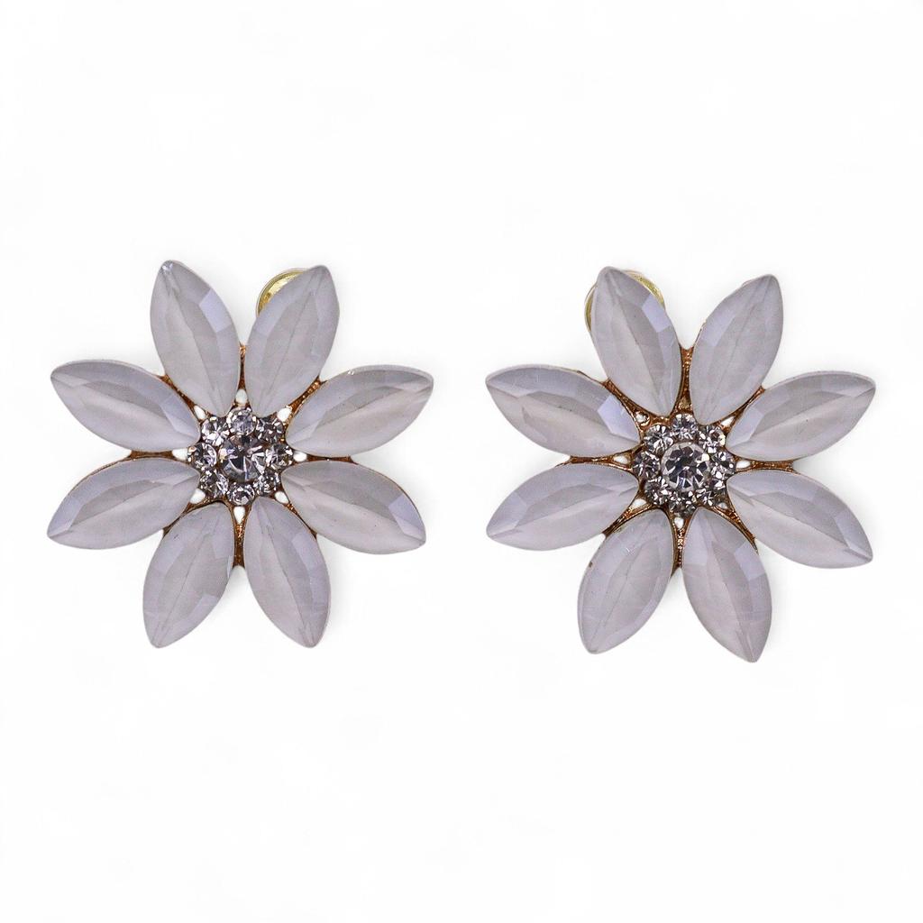Vintage Glass Daisy Crystal Stud Earrings