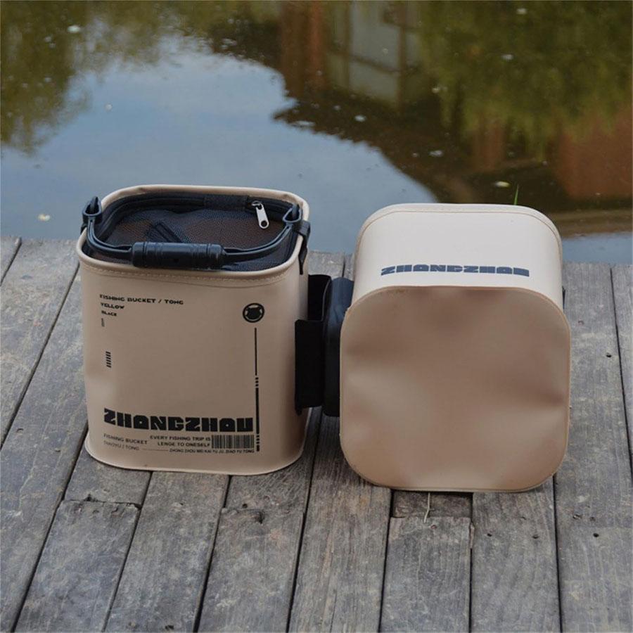 Açık Hava Balıkçılık Kovası Katlanabilir ve Taşınabilir Ağ Canlı Balık Kovası İpli EVA Vahşi Balıkçılık için Su Kovası Ev Kovası