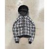 STREETRICH Autunno e Inverno Nuova Giacca con Cappuccio a Quadri, Collo Alto Retro Americano, Larga Davanti e Dietro, Workwear