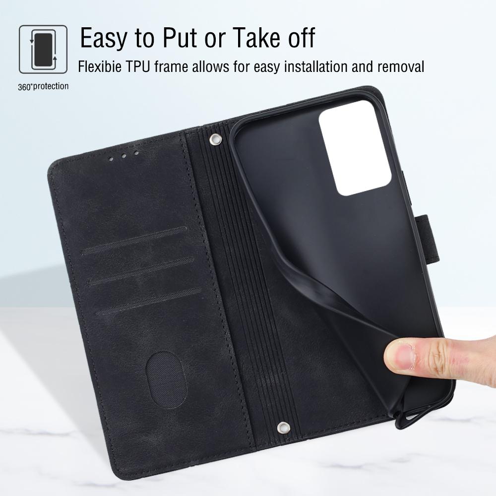 Modische Handy-Geldbörsenhülle aus PU-Leder mit geometrischem Muster und Handschlaufe für ZTE Axon 60, Blade A35, A55, nubia Focus Pro, Blade V70, V40s, A73, A52...