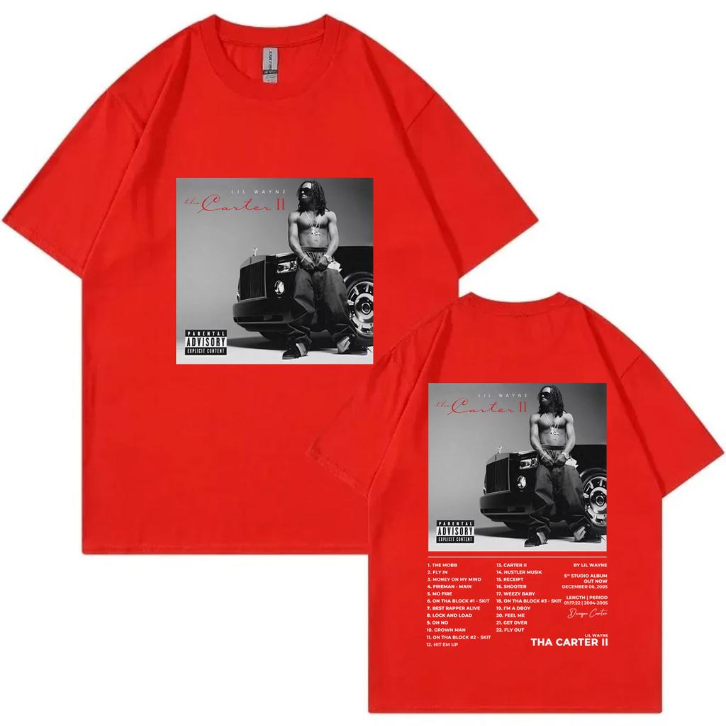 Rapper Lil Wayne Tha Carter II Album Poster Graphic T Shirts Unisexs Women Fashion Hip Hop Vintage Tshirt Summer Casual Tshirts