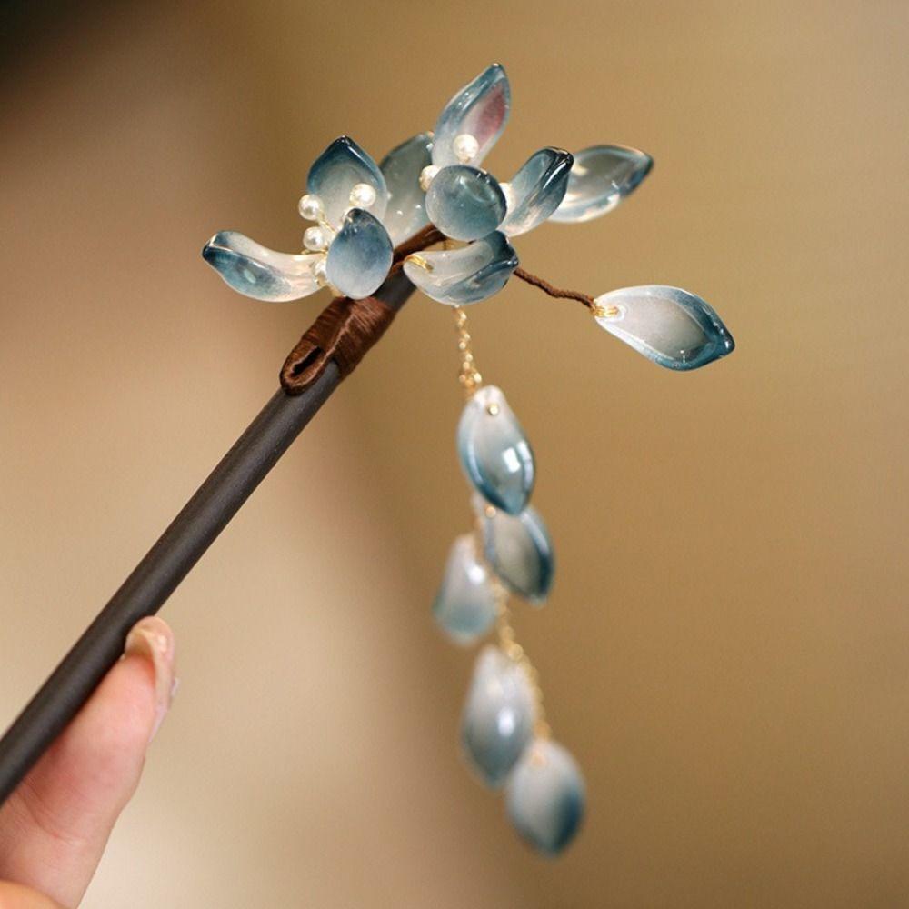 Chinese Style Wooden Hair Stick Tassel Hanfu Hairpin Antique   For Girl