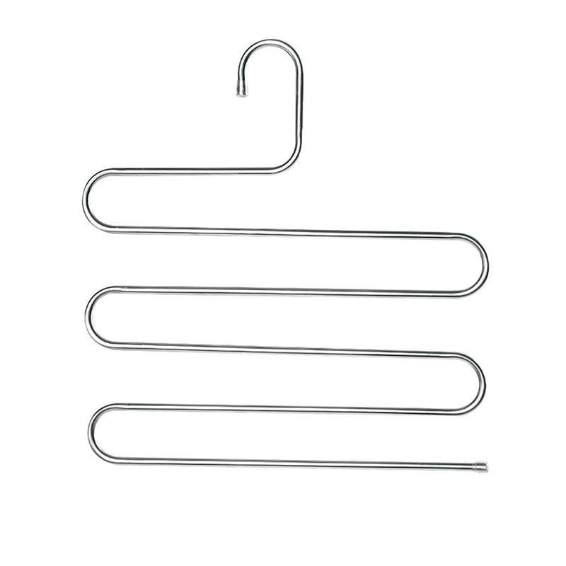 New 5 Layers Stainless Steel Trousers Hanger Pants Clothes Holder Rack S Shape