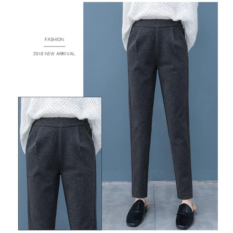 2024 Herbst und Winter Neue Wollhose Hohe Taille Bleistifthose Lose Hose Lässige Harlanhose Damenmode Elegante Einfache Taschen Kleidung 1896