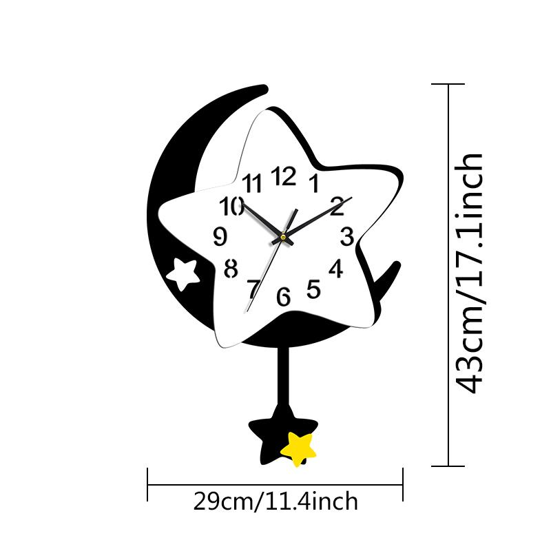 

Cartoon moon star element clock 12-inch wall clock silent clock home decoration living room bedroom clock (WHITE,12 inch) білий