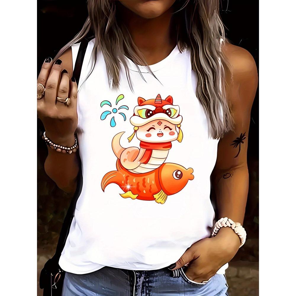Religious Cross Print Women's Tank Top Summer Daily Casual Women's Sleeveless T-shirt Urban Street Ladies Fashion Tank Top
