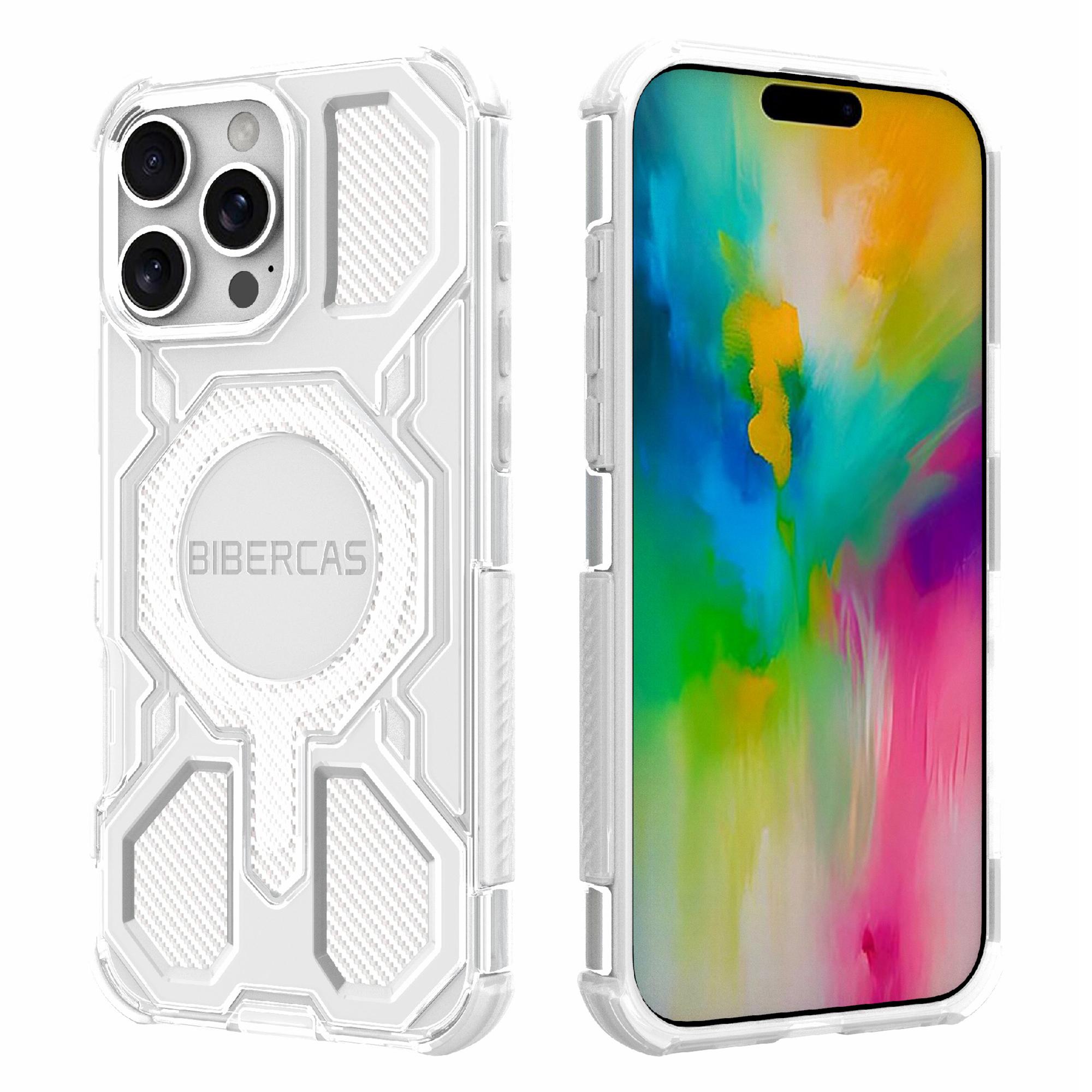 

BIBERCAS J-16 Transparent Series For iPhone 16 Pro Max Case Compatible with MagSafe TPU+PC Phone Cover Grey