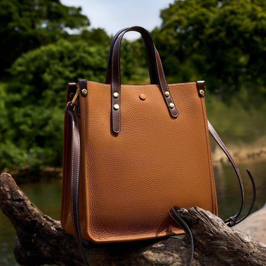 Fashion Leather Vertical Tote Bag Handbag First Layer Cowhide Commuter Shoulder Bag Briefcase Women'S Soft Leather Messenger Bag