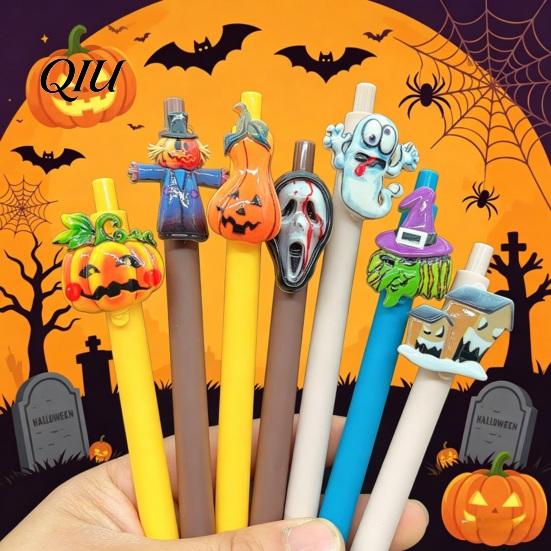 Novelty Halloween Party Favors Ballpoint Pen, Cute Ghost Skull Pumpkin Retractable Gel Ink Practical Stationery for Daily Use 0.5mm Fine Point Writing