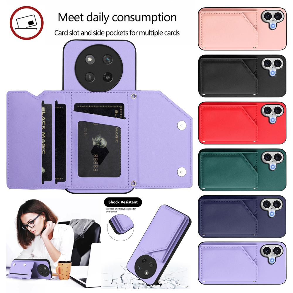 Kartenhalter Rückseite Hülle Für Honor 400 200 90 Magic 7 6 5 Lite X9C Smart Huawei P70 Magnetischer Knopf Klapp-Leder-Geldbörse Handyhülle