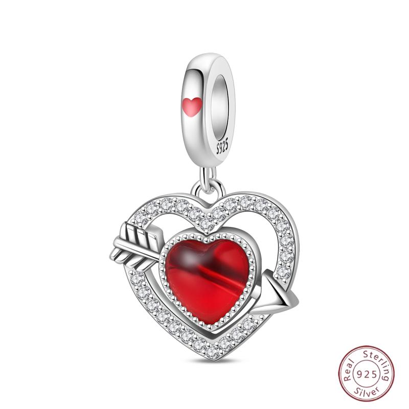 New Copper Charm Bead Mother'S Day Love Heart Family Charm Bead Pendant Fits Bracelet Womens Jewelry Gift