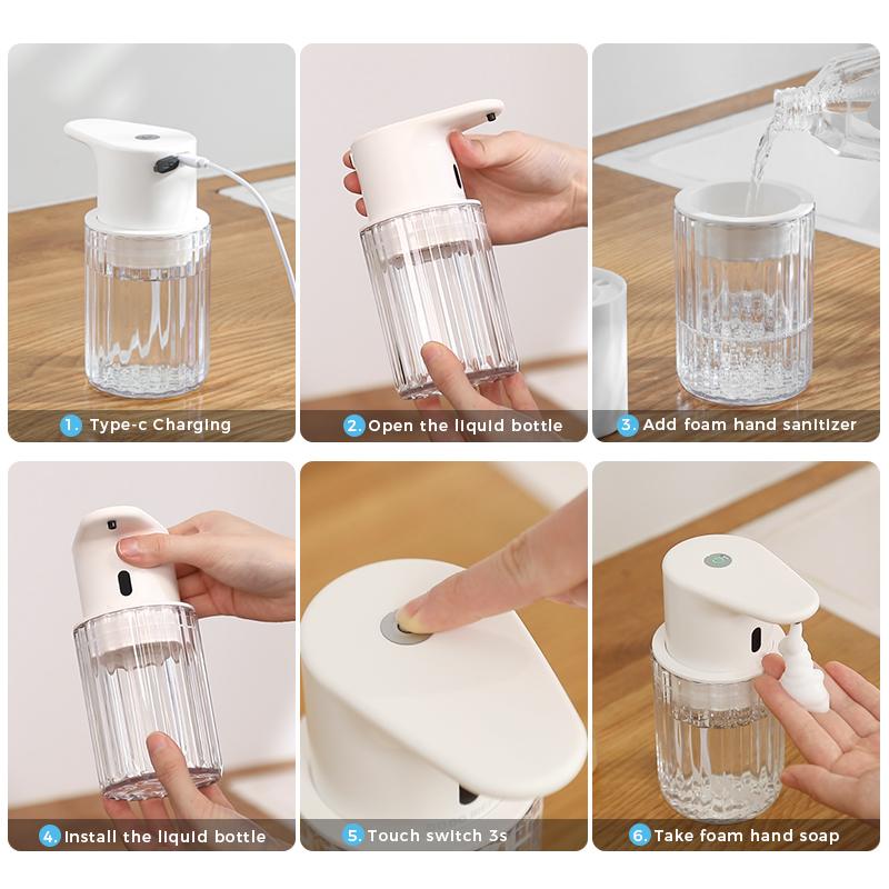 Kuchyňský 300ml Automatický Dávkovač Tekutého Mýdla USB Dobíjecí Bezkontaktní Na Ruce Vysoká Kapacita Detergent Koupelnový Dávkovač