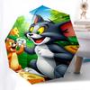 1pc Tom and Jerry Automatic Folding Umbrella - Compact 8-Rib Design, Durable Plastic & Iron1092L
