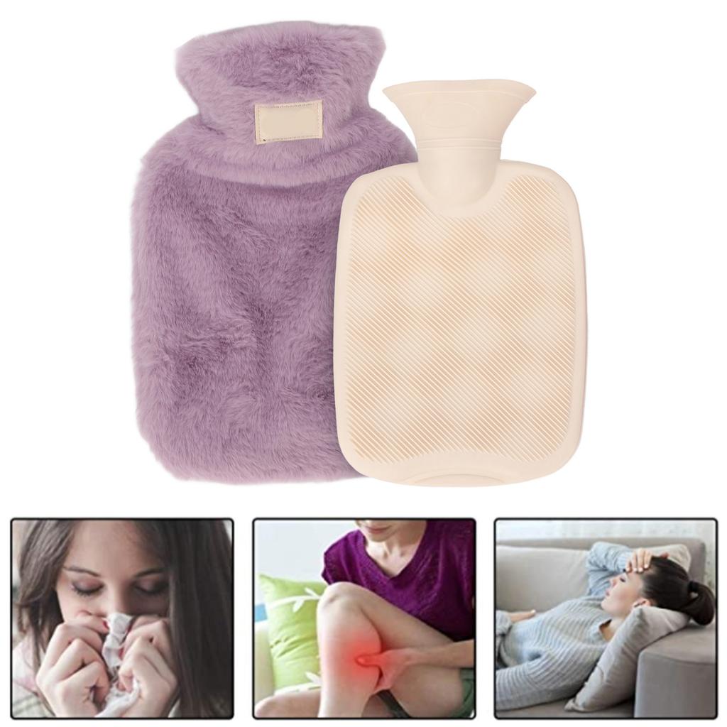PVC Hot Water Bag with Soft Plush Cover Leakproof Winter Warm Bed Warmer Water Bag 1000ml