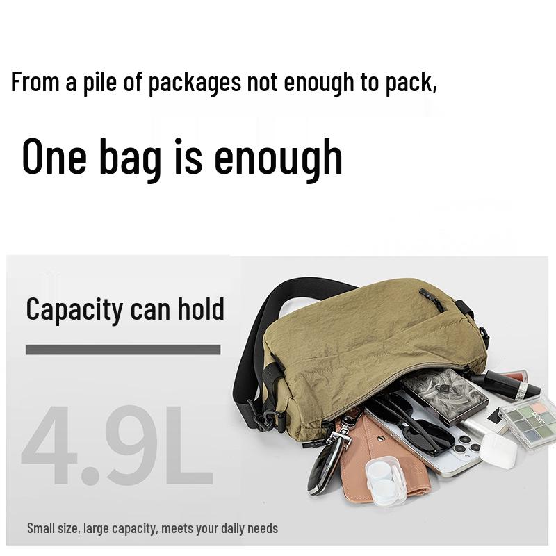 Ultra-light Waterproof Nylon Crossbody Bag, Unisex, Fashionable and Large Capacity