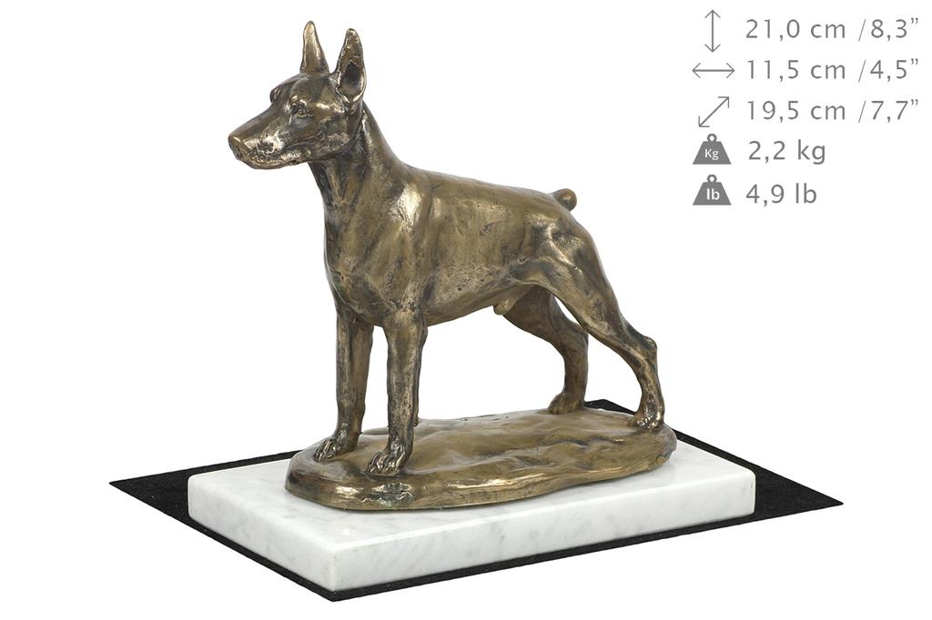 Dobermann, Doberman Pinscher, Dobie I - Dog Figurine, Statue On White Marble, Trophy for Art-Dog Dog Show Exhibition