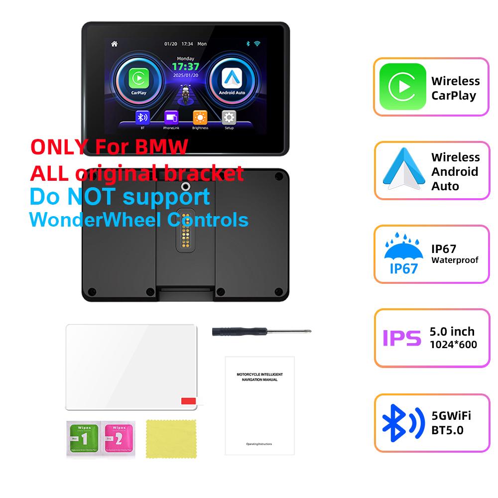 

EKIY 5 inch Motorcycle GPS Navigation CarPlay Android Auto Screen Mirroring Screen For BMW Wonder Wheel Controls Moto Monitor
